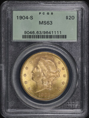 Obverse of this 1904-S Liberty Head $20 Type 3 PCGS MS-63 Old Green Holder