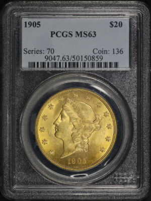 Obverse of this 1905 Liberty Head $20 Type 3 PCGS MS-63
