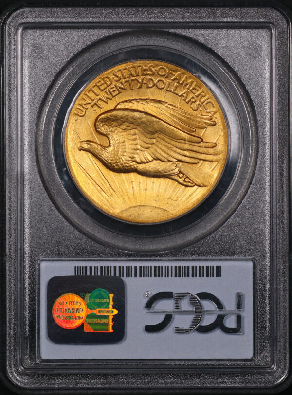 Reverse of this 1907 St. Gaudens $20 High Relief, Wire Edge PCGS MS-63