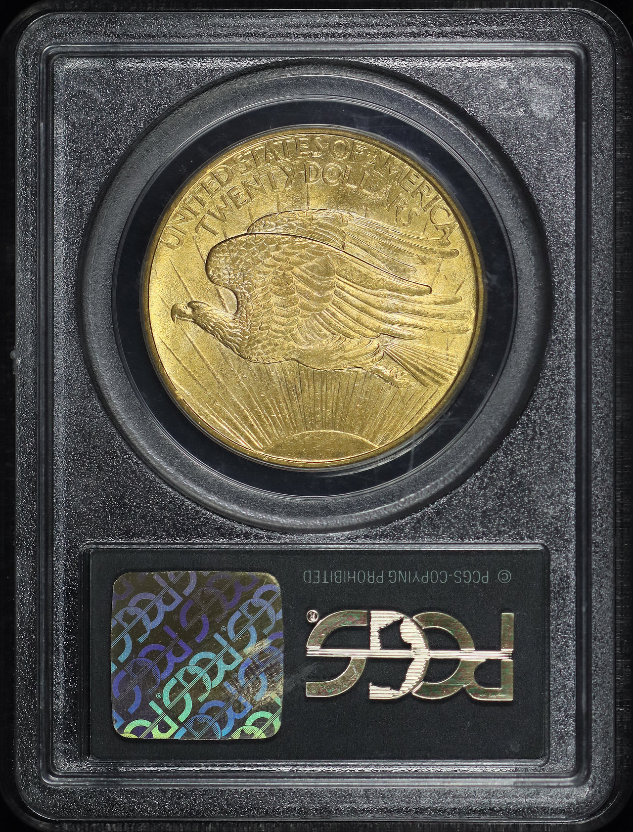 Reverse of this 1908 St. Gaudens $20 No Motto PCGS MS-63