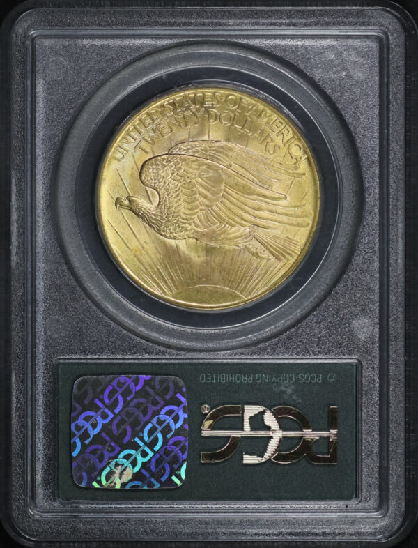 Reverse of this 1908 St. Gaudens $20 No Motto PCGS MS-66 Old Green Holder