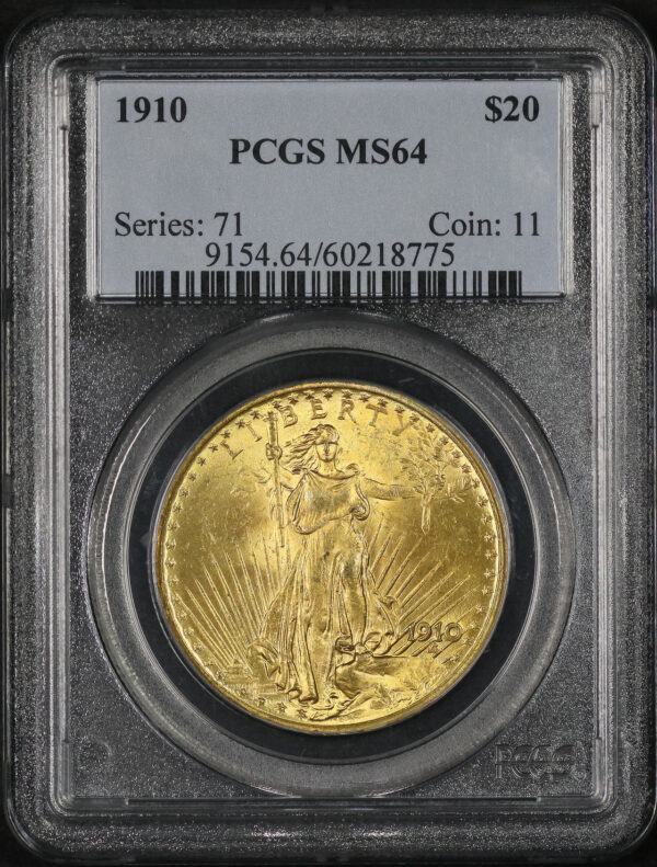 Obverse of this 1910 St. Gaudens $20 PCGS MS-64