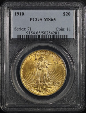 Obverse of this 1910 St. Gaudens $20 PCGS MS-65
