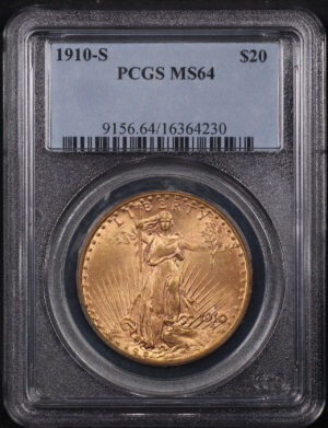 Obverse of this 1910-S St. Gaudens $20 PCGS MS-64