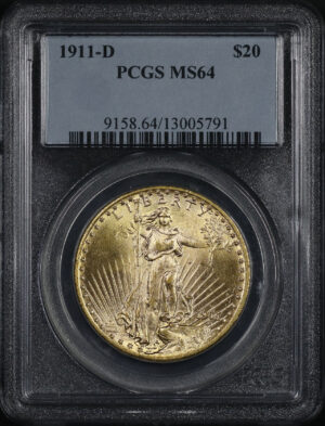 Obverse of this 1911-D St. Gaudens $20 PCGS MS-64