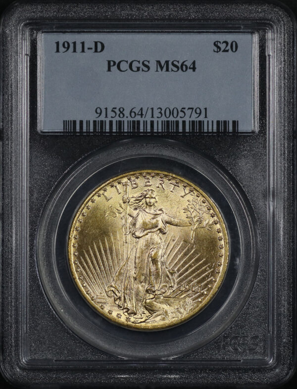 Obverse of this 1911-D St. Gaudens $20 PCGS MS-64