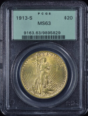 Obverse of this 1913-S St. Gaudens $20 PCGS MS-63