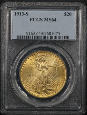 Obverse of this 1913-S St. Gaudens $20 PCGS MS-64