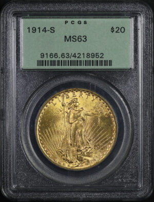 Obverse of this 1914-S St. Gaudens $20 PCGS MS-63 Old Green Holder