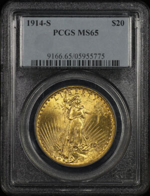 Obverse of this 1914-S St. Gaudens $20 PCGS MS-65