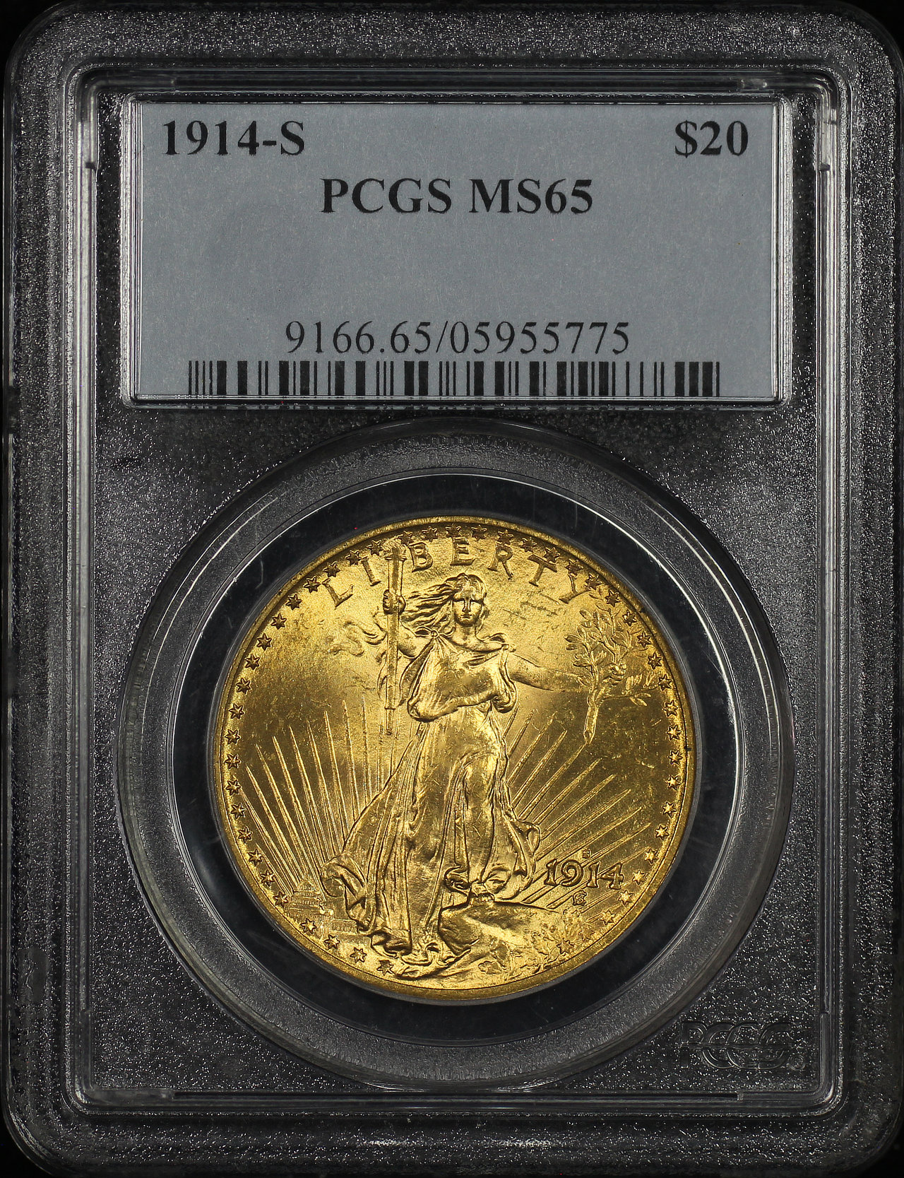 Obverse of this 1914-S St. Gaudens $20 PCGS MS-65