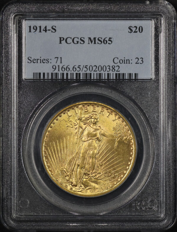 Obverse of this 1914-S St. Gaudens $20 PCGS MS-65