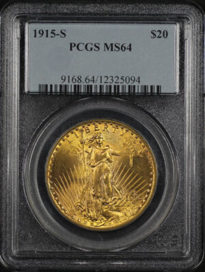 Obverse of this 1915-S St. Gaudens $20 PCGS MS-64