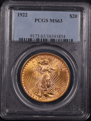 Obverse of this 1922 St. Gaudens $20 PCGS MS-63