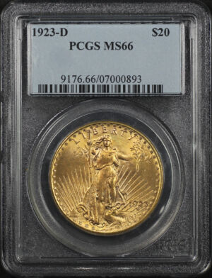 Obverse of this 1923-D St. Gaudens $20 PCGS MS-66