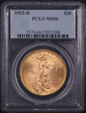 Obverse of this 1923-D St. Gaudens $20 PCGS MS-66