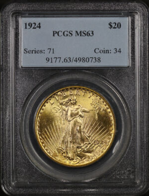 Obverse of this 1924 St. Gaudens $20 PCGS MS-63