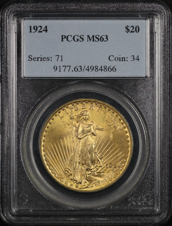 Obverse of this 1924 St. Gaudens $20 PCGS MS-63