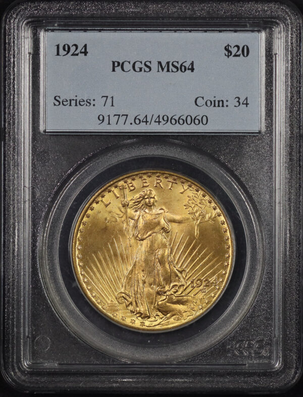 Obverse of this 1924 St. Gaudens $20 PCGS MS-64
