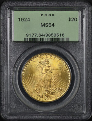 Obverse of this 1924 St. Gaudens $20 PCGS MS-64 Old Green Holder