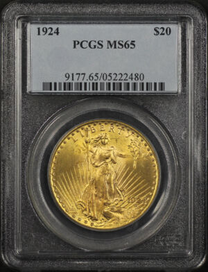 Obverse of this 1924 St. Gaudens $20 PCGS MS-65