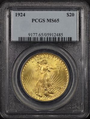 Obverse of this 1924 St. Gaudens $20 PCGS MS-65