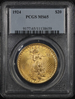 Obverse of this 1924 St. Gaudens $20 PCGS MS-65