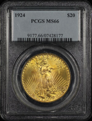 Obverse of this 1924 St. Gaudens $20 PCGS MS-66