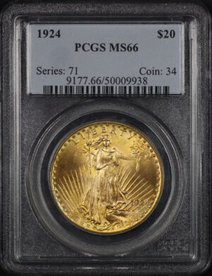 Obverse of this 1924 St. Gaudens $20 PCGS MS-66