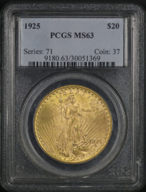Obverse of this 1925 St. Gaudens $20 PCGS MS-63