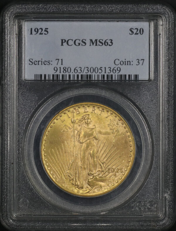 Obverse of this 1925 St. Gaudens $20 PCGS MS-63
