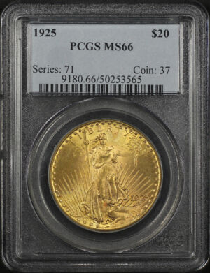 Obverse of this 1925 St. Gaudens $20 PCGS MS-66