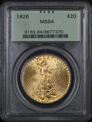 Obverse of this 1926 St. Gaudens $20 PCGS MS-64 Old Green Holder