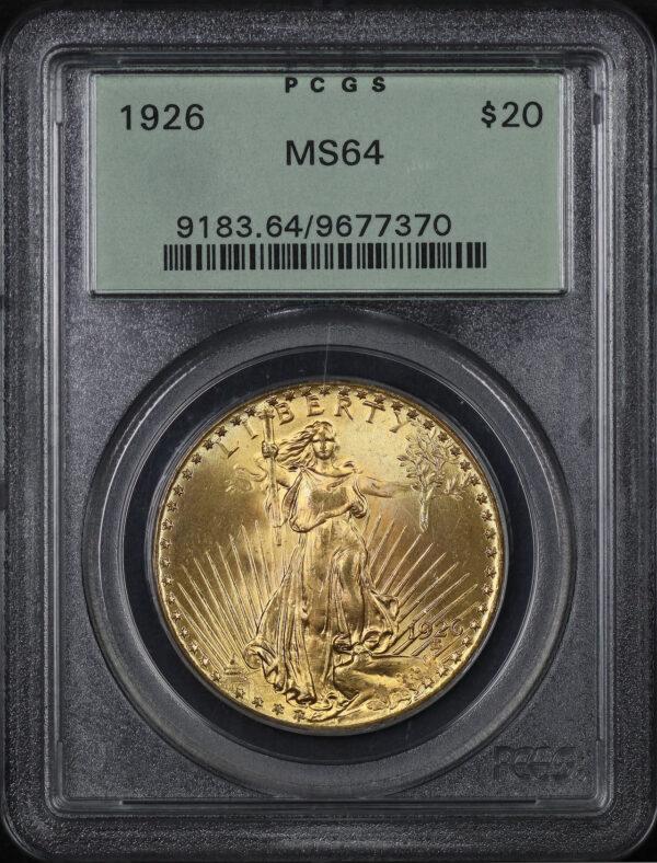 Obverse of this 1926 St. Gaudens $20 PCGS MS-64 Old Green Holder