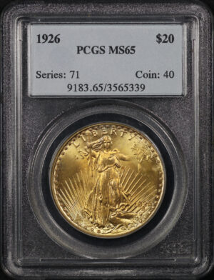 Obverse of this 1926 St. Gaudens $20 PCGS MS-65