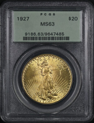 Obverse of this 1927 St. Gaudens $20 PCGS MS-63 Old Green Holder