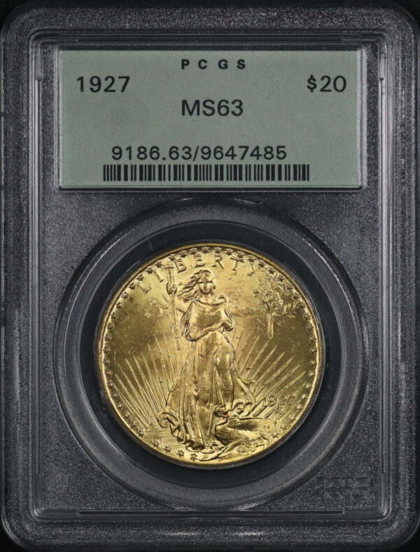 Obverse of this 1927 St. Gaudens $20 PCGS MS-63 Old Green Holder