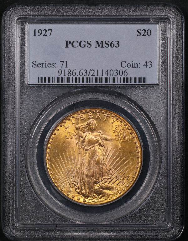 Obverse of this 1927 St. Gaudens $20 PCGS MS-63
