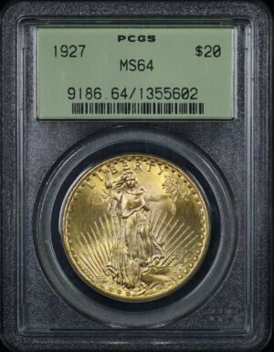 Obverse of this 1927 St. Gaudens $20 PCGS MS-64 Old Green Holder
