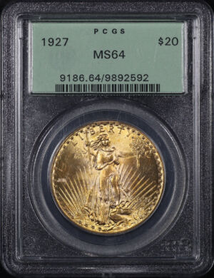 Obverse of this 1927 St. Gaudens $20 PCGS MS-64 Old Green Holder