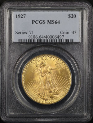 Obverse of this 1927 St. Gaudens $20 PCGS MS-64