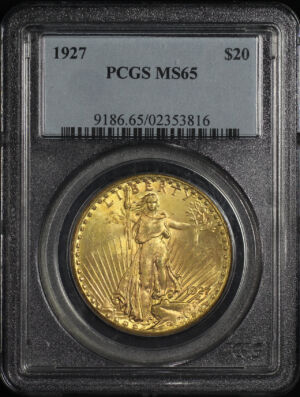 Obverse of this 1927 St. Gaudens $20 PCGS MS-65