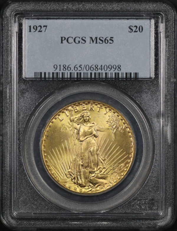 Obverse of this 1927 St. Gaudens $20 PCGS MS-65