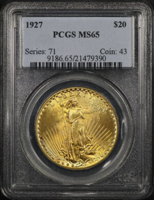 Obverse of this 1927 St. Gaudens $20 PCGS MS-65