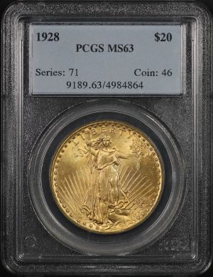 Obverse of this 1928 St. Gaudens $20 PCGS MS-63