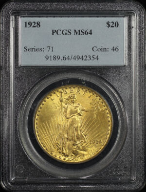 Obverse of this 1928 St. Gaudens $20 PCGS MS-64