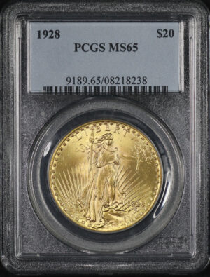 Obverse of this 1928 St. Gaudens $20 PCGS MS-65