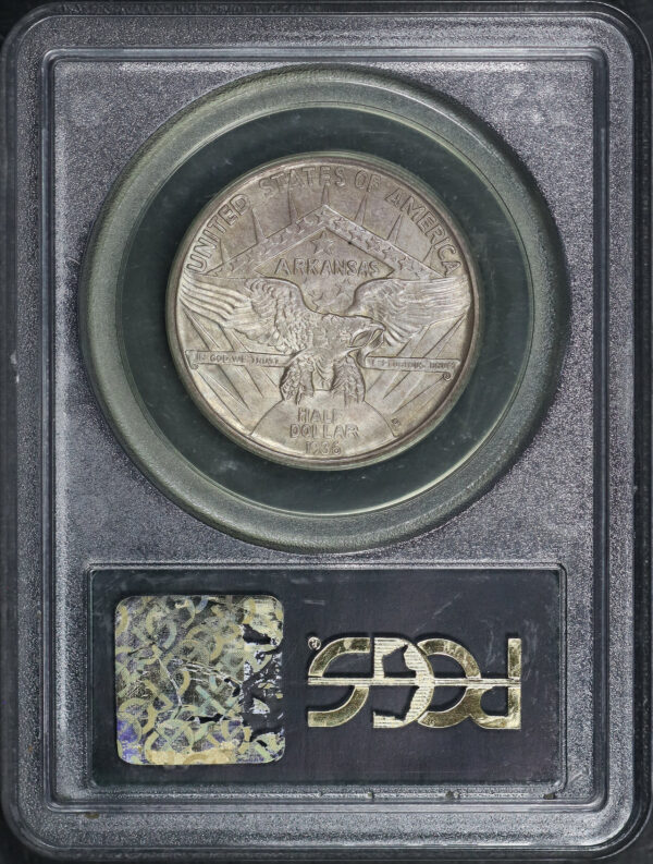 Reverse of this 1936-D 50C Arkansas Silver Commemorative PCGS MS-64