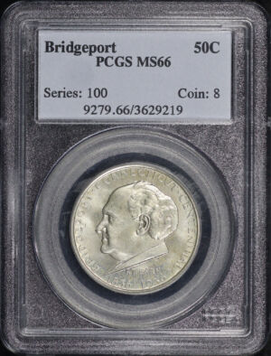 Obverse of this 1936 50C Bridgeport Silver Commemorative PCGS MS-66
