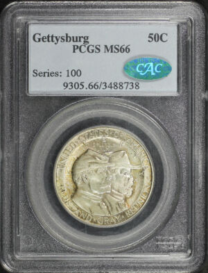 Obverse of this 1936 Silver Commemorative Gettysburg 50C PCGS MS-66 CAC